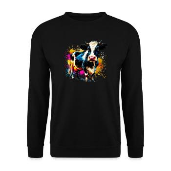 Vache - Sweat-shirt Unisexe - noir - Devant - Alina (178cm) & Michal (187cm)