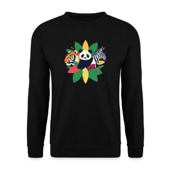 Tiger Panda Zebra - Unisex Pullover - Schwarz - Vorne - Alina (178cm) & Michal (187cm)