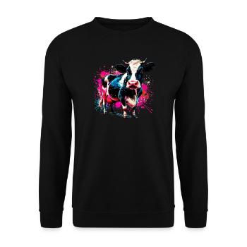 Vache - Sweat-shirt Unisexe - noir - Devant - Alina (178cm) & Michal (187cm)