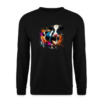 Vache - Sweat-shirt Unisexe - noir - Devant - Alina (178cm) & Michal (187cm)