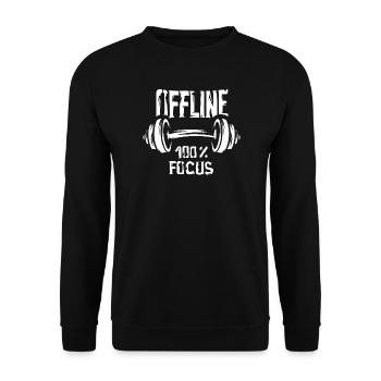 Salle de sport hors ligne - 100 % Focus - Sweat-shirt Unisexe - noir - Devant - Alina (178cm) & Michal (187cm)