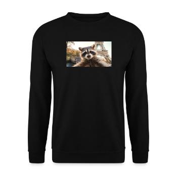 Raton laveur à Paris - Sweat-shirt Unisexe - noir - Devant - Alina (178cm) & Michal (187cm)