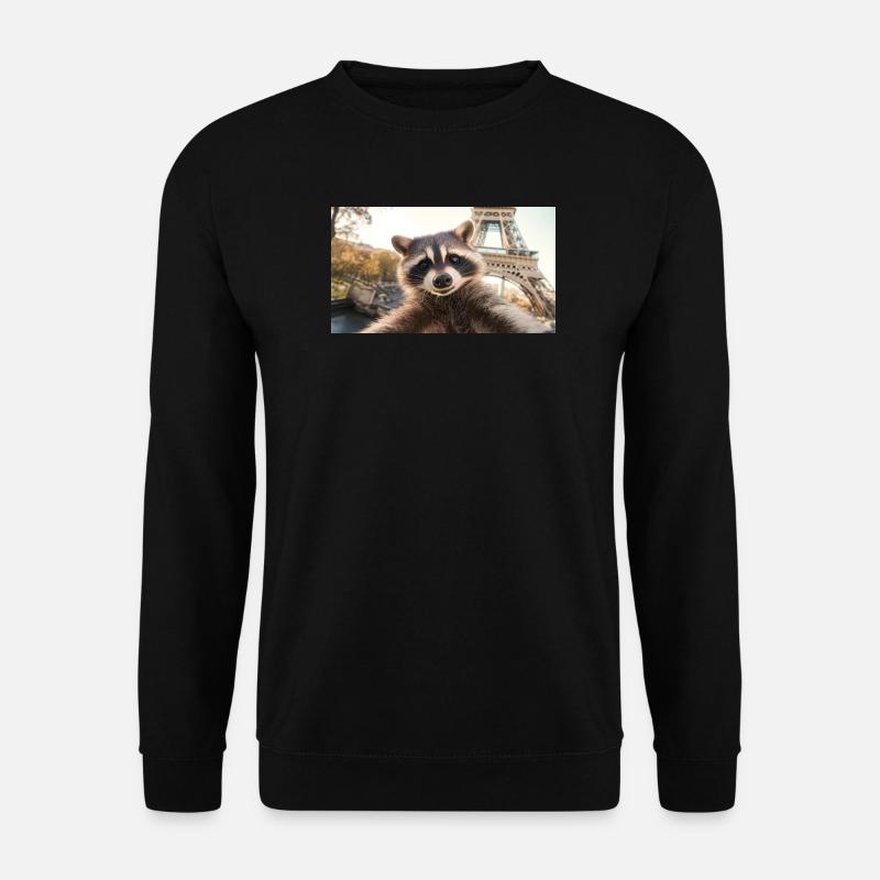 Waschbär in Paris - Unisex Pullover - Schwarz