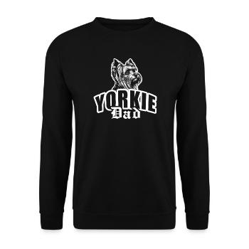« Yorki Dad » avec tête de chien - Sweat-shirt Unisexe - noir - Devant - Alina (178cm) & Michal (187cm)