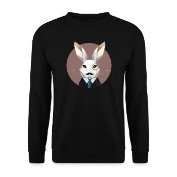 Elegant Easter Bunny with Monocle & Mustache - Unisex Sweatshirt - black - Front - Alina (178cm) & Michal (187cm)