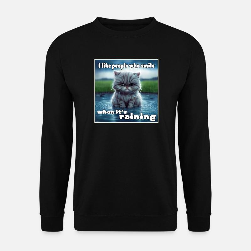 Katze im Regen - Unisex Pullover - Schwarz
