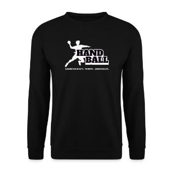 Handball Kraft und Tempo - Unisex Pullover - Schwarz - Vorne - Alina (178cm) & Michal (187cm)