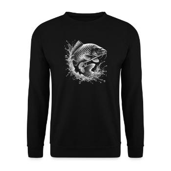 Carp with water splash for anglers - Unisex Sweatshirt - black - Front - Alina (178cm) & Michal (187cm)