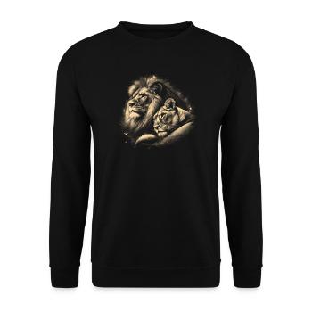 Lioness with Lion - Symbol of Love & Partnership - Unisex Sweatshirt - black - Front - Alina (178cm) & Michal (187cm)