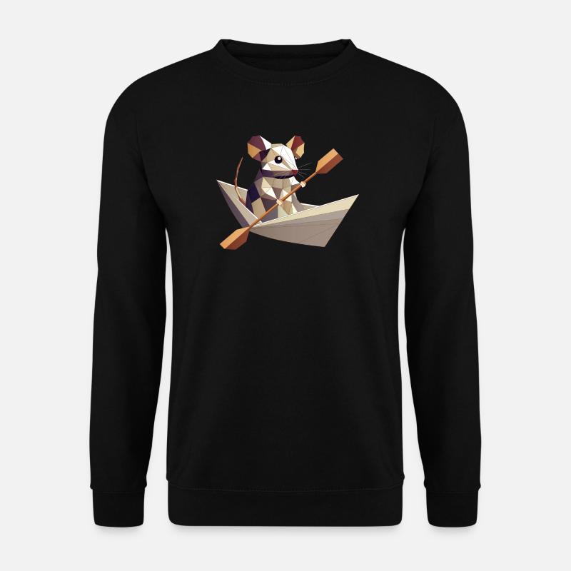 Adventurous mouse in paper boat - Unisex Sweatshirt - black