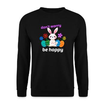 Lustiges Ostern Osterhase Osterei - Unisex Pullover - Schwarz - Vorne - Alina (178cm) & Michal (187cm)