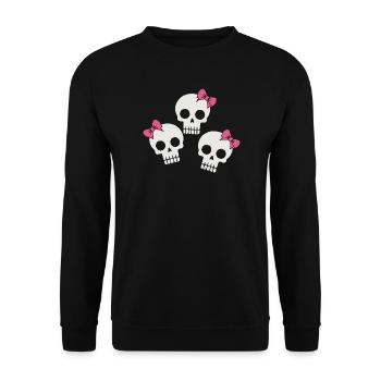 Cute Skull with Bows - Unisex Sweatshirt - black - Front - Alina (178cm) & Michal (187cm)