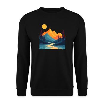 Vintage Montagne Coucher de soleil Paysage Art - Sweat-shirt Unisexe - noir - Devant - Alina (178cm) & Michal (187cm)