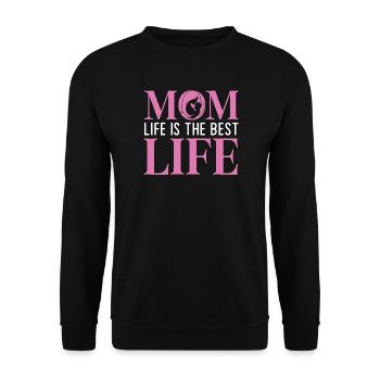 Das Leben der Mutter ist das beste Leben - Unisex Pullover - Schwarz - Vorne - Alina (178cm) & Michal (187cm)