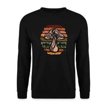 Champignon rétro Nature - Icône de cueillette de champignons - Sweat-shirt Unisexe - noir - Devant - Alina (178cm) & Michal (187cm)