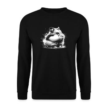 Cute Hamster - Realistic Drawing Style - Unisex Sweatshirt - black - Front - Alina (178cm) & Michal (187cm)