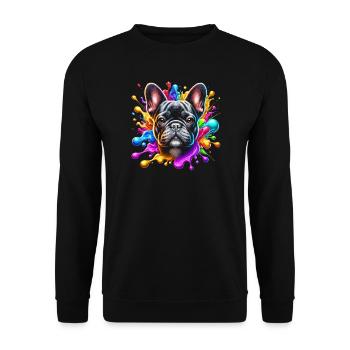 French Bulldog with Colorful Splashes of Color - Unisex Sweatshirt - black - Front - Alina (178cm) & Michal (187cm)