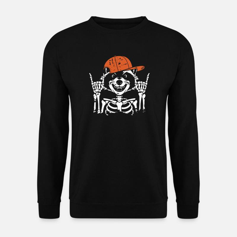 Rocker Waschbär Knochen - Unisex Pullover - Schwarz