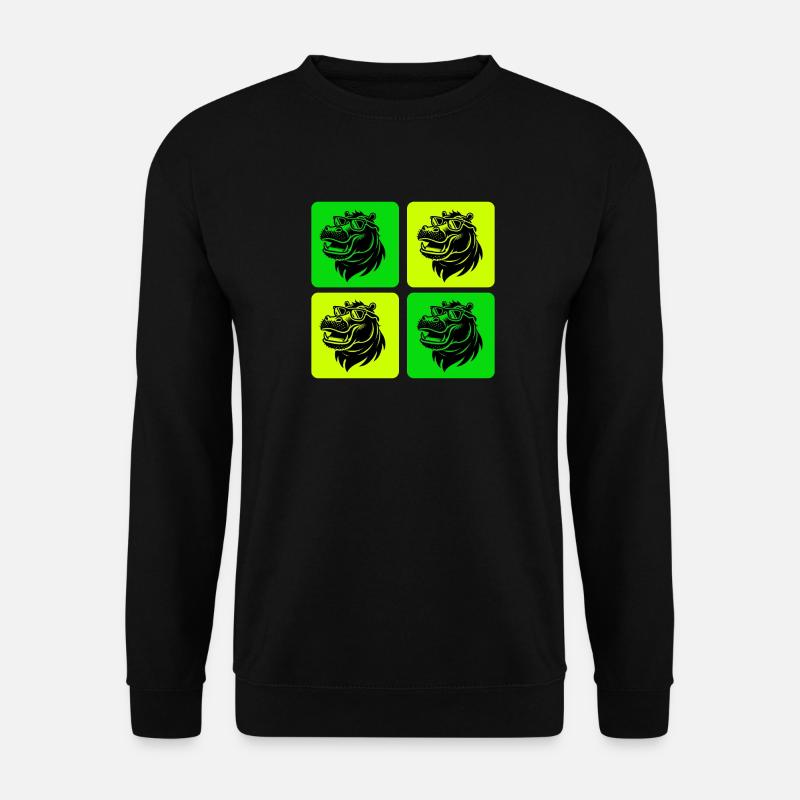 Hippo mit Sonnenbrille - Unisex Pullover - Schwarz