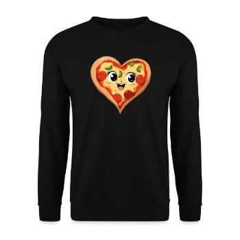 happy love pizza - Unisex Sweatshirt - black - Front - Alina (178cm) & Michal (187cm)