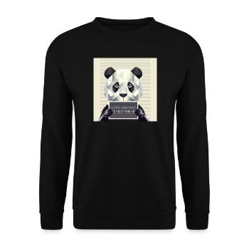 Panda Mugshot – Tierisch erwischt! - Unisex Pullover - Schwarz - Vorne - Alina (178cm) & Michal (187cm)