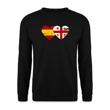 Spain Georgia Flag Heart used - Unisex Sweatshirt - black - Front - Alina (178cm) & Michal (187cm)