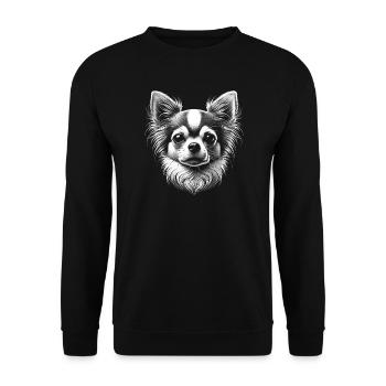 Photorealistic Chihuahua head in black and white - Unisex Sweatshirt - black - Front - Alina (178cm) & Michal (187cm)