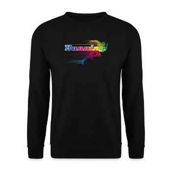 Coureur coloré en lettrage de sprint "Running - Sweat-shirt Unisexe - noir - Devant - Alina (178cm) & Michal (187cm)