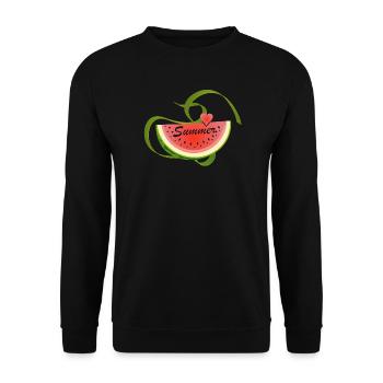 Morceau de pastèque avec police décorative -Été - Sweat-shirt Unisexe - noir - Devant - Alina (178cm) & Michal (187cm)