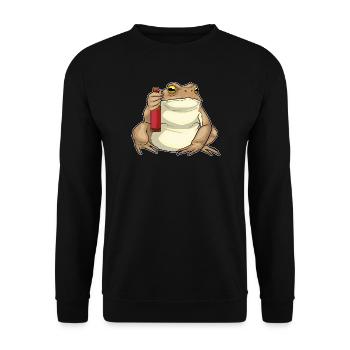 Frosch Flasche Bier - Unisex Pullover - Schwarz - Vorne - Alina (178cm) & Michal (187cm)