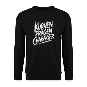 Kurven praegen Charakter - Unisex Pullover - Schwarz - Vorne - Alina (178cm) & Michal (187cm)