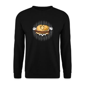 Leberkas Zen – Achtsamkeit mit Humor - Unisex Pullover - Schwarz - Vorne - Alina (178cm) & Michal (187cm)