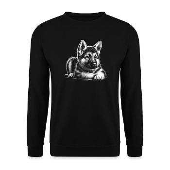 Super cute German Shepherd puppy in lying pose - Unisex Sweatshirt - black - Front - Alina (178cm) & Michal (187cm)