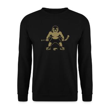 Pinguin Eishockey Spieler Minimalistisch  - Unisex Sweatshirt - black - Front - Alina (178cm) & Michal (187cm)