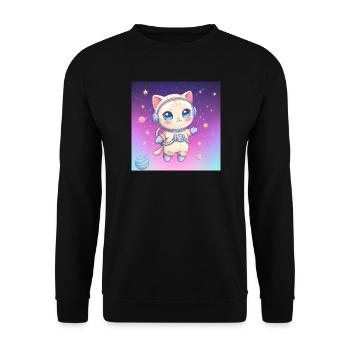 Chaton astronaute - Sweat-shirt Unisexe - noir - Devant - Alina (178cm) & Michal (187cm)
