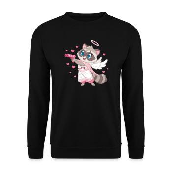 Cupid Raccoon Angel with Wings - Unisex Sweatshirt - black - Front - Alina (178cm) & Michal (187cm)