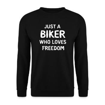 Just a biker - Motorrad Freiheit - Unisex Pullover - Schwarz - Vorne - Alina (178cm) & Michal (187cm)
