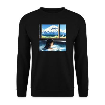 Anime girl relaxing in a hot tub - Unisex Pullover - Schwarz - Vorne - Alina (178cm) & Michal (187cm)