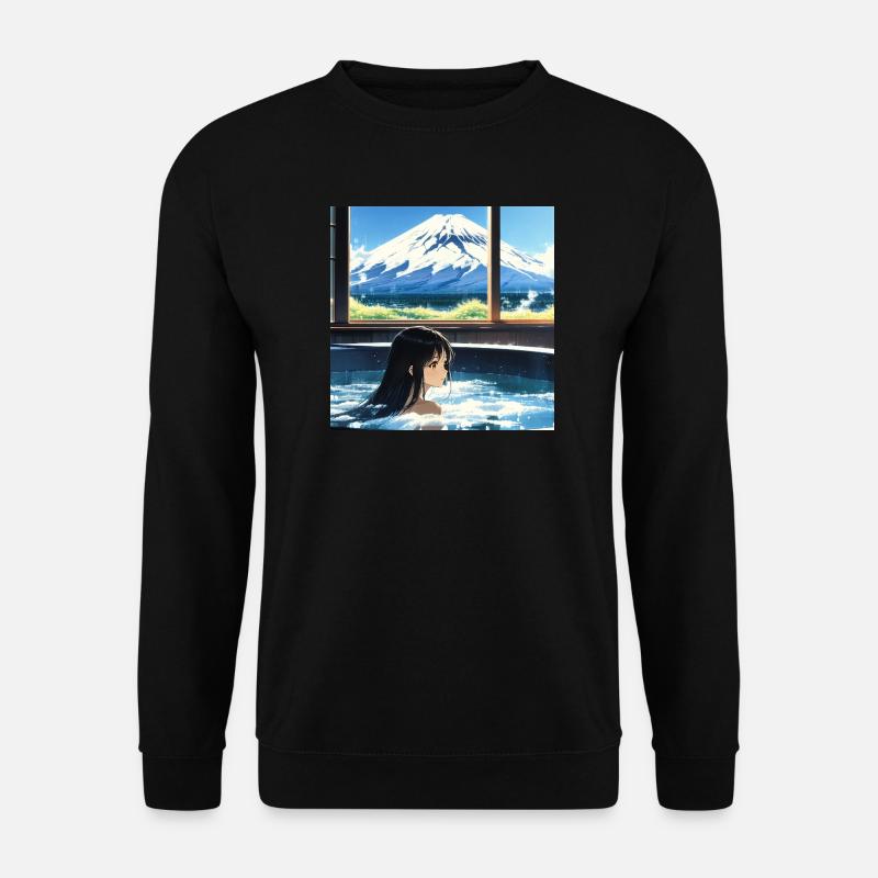 Anime girl relaxing in a hot tub - Unisex Pullover - Schwarz