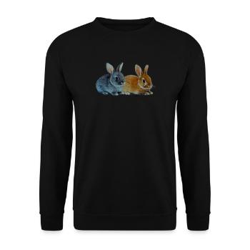 Bunnies - Easter - Unisex Sweatshirt - black - Front - Alina (178cm) & Michal (187cm)