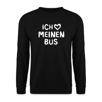 Ich liebe meinen Bus - Unisex Pullover - Schwarz - Vorne - Alina (178cm) & Michal (187cm)