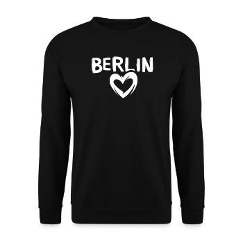 Ich liebe Berlin - Herzsymbol Berliner - Unisex Pullover - Schwarz - Vorne - Alina (178cm) & Michal (187cm)