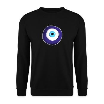 Symbol des bösen Blicks - Unisex Pullover - Schwarz - Vorne - Alina (178cm) & Michal (187cm)