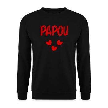 PAPOU. PAPA. FÊTE DES PÈRES. BONNE FÊTE PAPA - Sweat-shirt Unisexe - noir - Devant - Alina (178cm) & Michal (187cm)