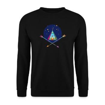 Teepee tent with arrows – symbol of adventure - Unisex Sweatshirt - black - Front - Alina (178cm) & Michal (187cm)