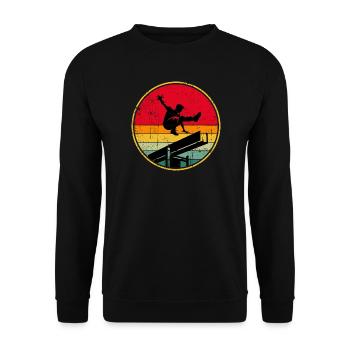 Retro Skater Silhouette on Sunset Stripes - Unisex Sweatshirt - black - Front - Alina (178cm) & Michal (187cm)
