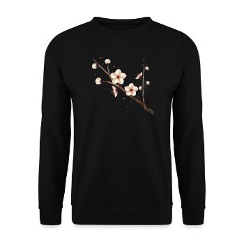 Branche de fleur de prunier – élégance délicate au printemps - Sweat-shirt Unisexe - noir - Devant - Alina (178cm) & Michal (187cm)