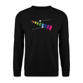Regenbogen Xylophon – Farbenfrohes Musikinstrument - Unisex Pullover - Schwarz - Vorne - Alina (178cm) & Michal (187cm)