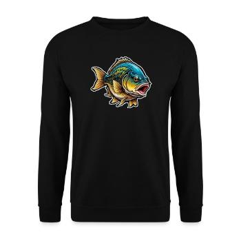 Poisson Saumon Mer Lac Océan Pêcheur Cadeau de pêche - Sweat-shirt Unisexe - noir - Devant - Alina (178cm) & Michal (187cm)