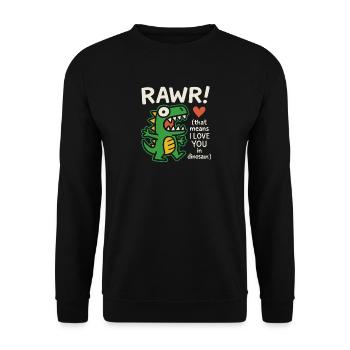 Niedliches Dinosaurier Liebe T-Shirt Design - Unisex Pullover - Schwarz - Vorne - Alina (178cm) & Michal (187cm)